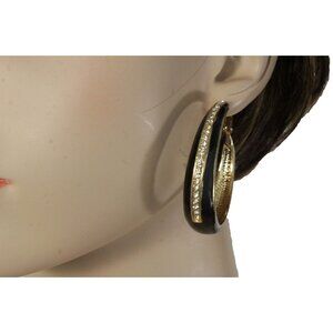 New Women Classic Earrings Set Jewelry Black Metal Gold Hoop Silver Bling
